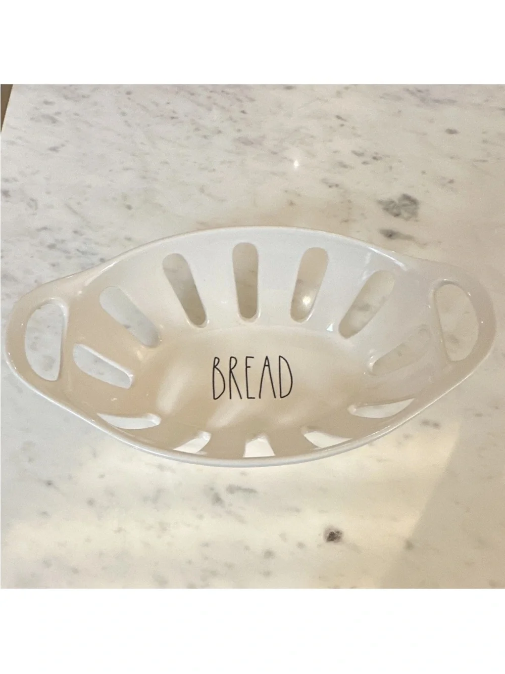 Rae Dunn White Ceramic Basket with Cutout Design